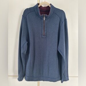 Tommy Bahama Men Large Blue 1/4 Zip Sweater Pullover Casual Capsule Minimalist